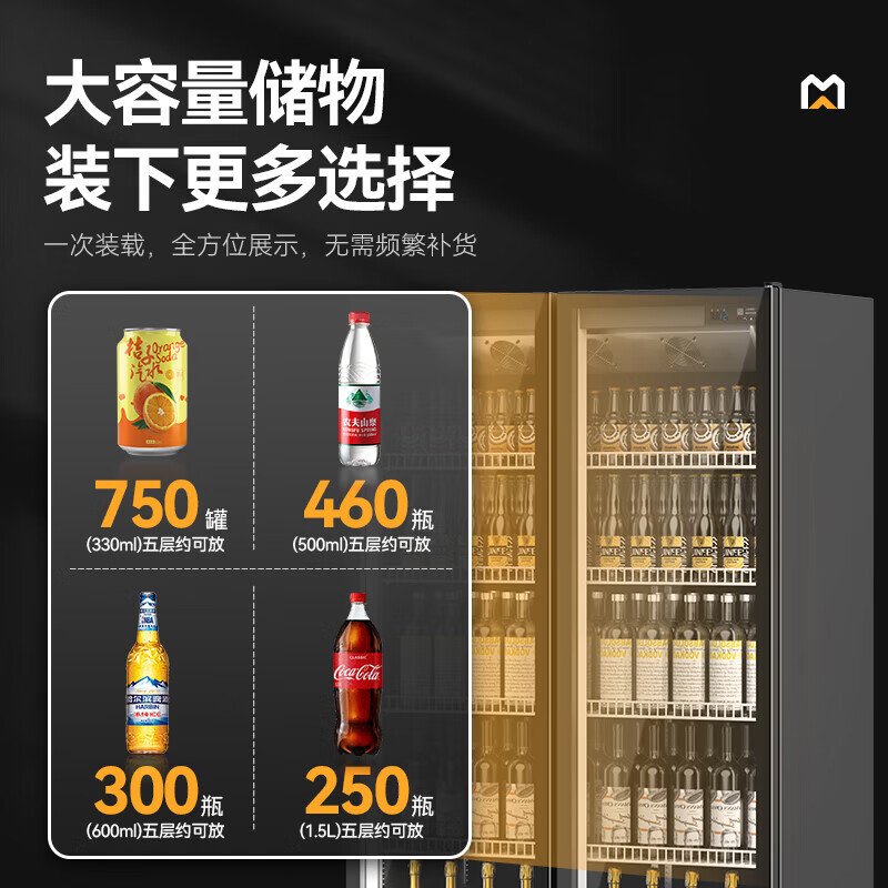 麥大廚220V雙門上機(jī)230w風(fēng)冷飲料柜738L